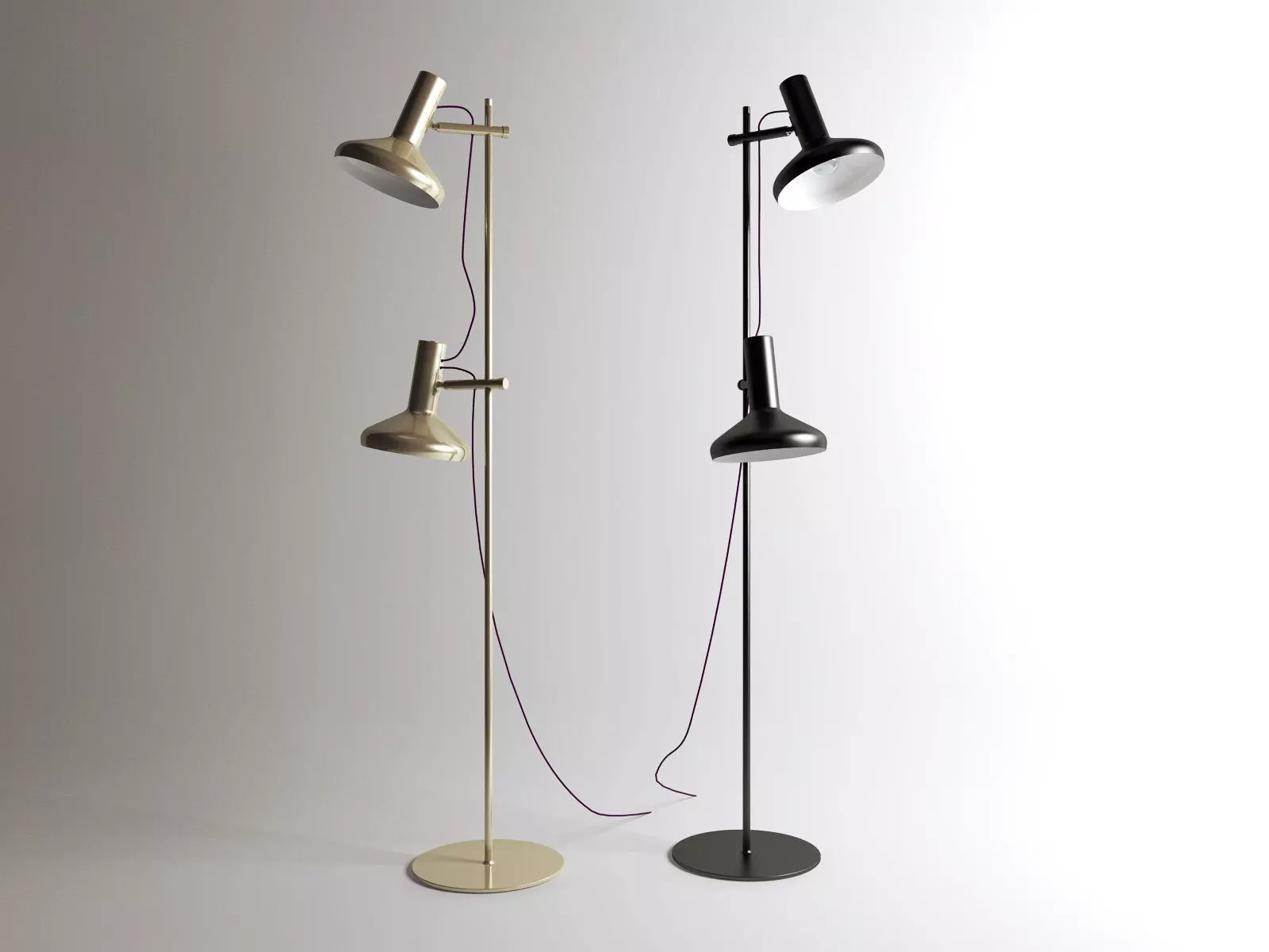 Duo floor lamp with two lamps 3D model_3