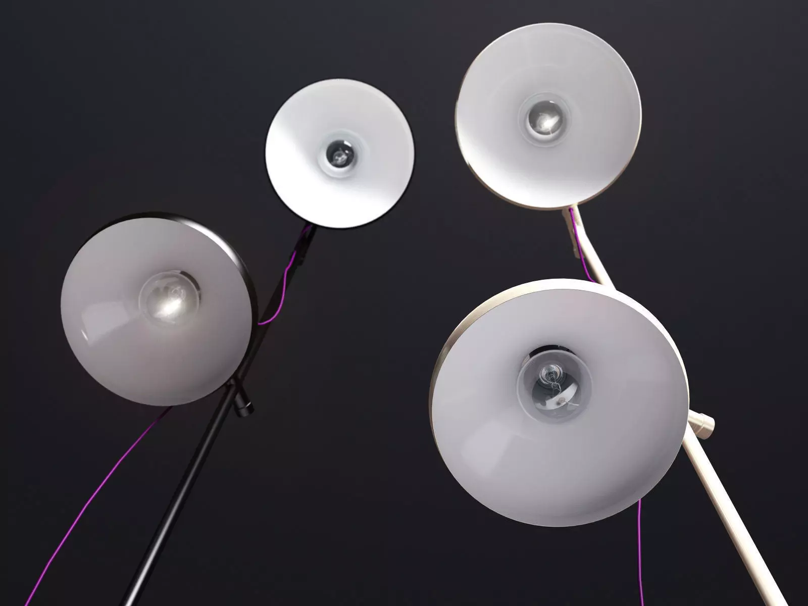 Duo floor lamp with two lamps 3D model_2