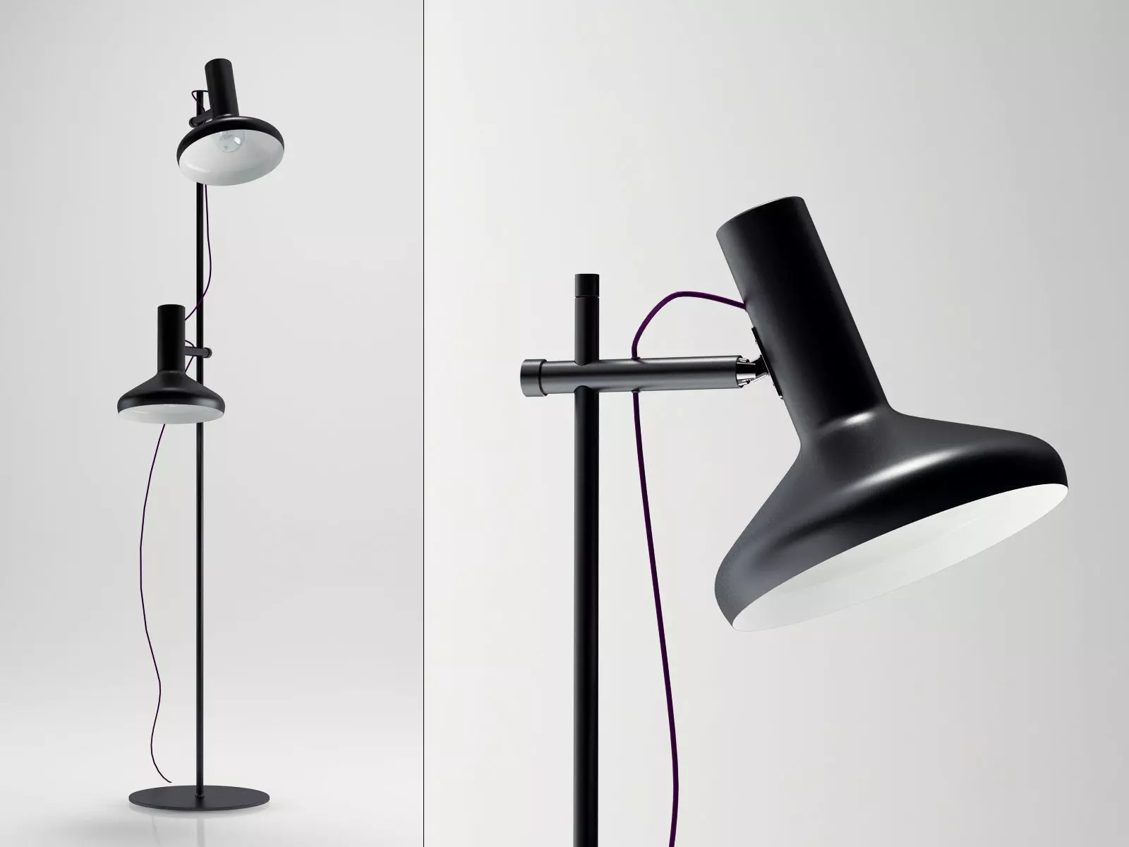 Duo floor lamp with two lamps 3D model_1