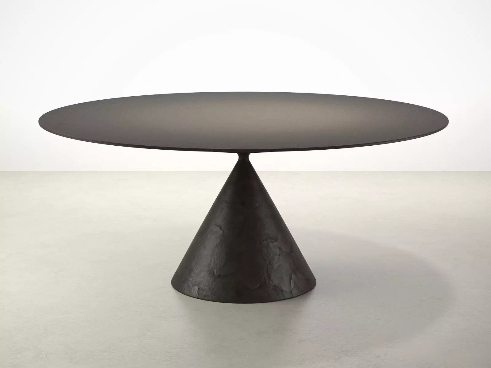 Clay table with base and circular top 3D model_0