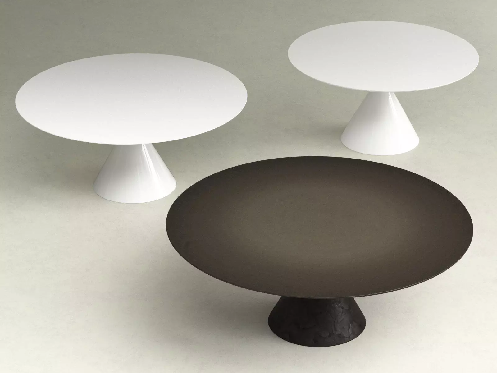 Clay table with base and circular top 3D model_3