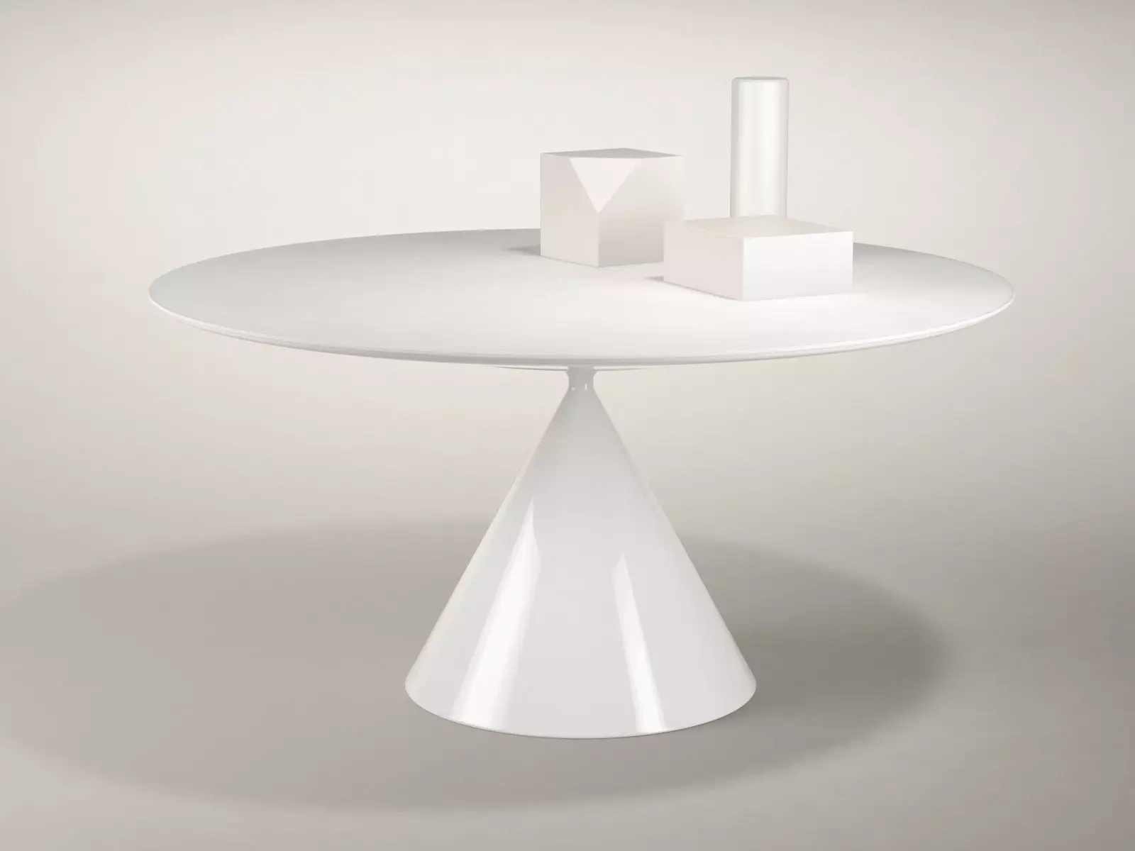 Clay table with base and circular top 3D model_2