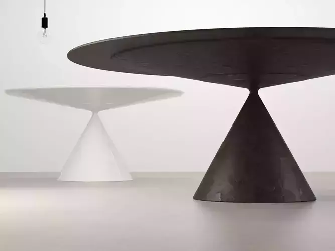 Clay table with base and circular top