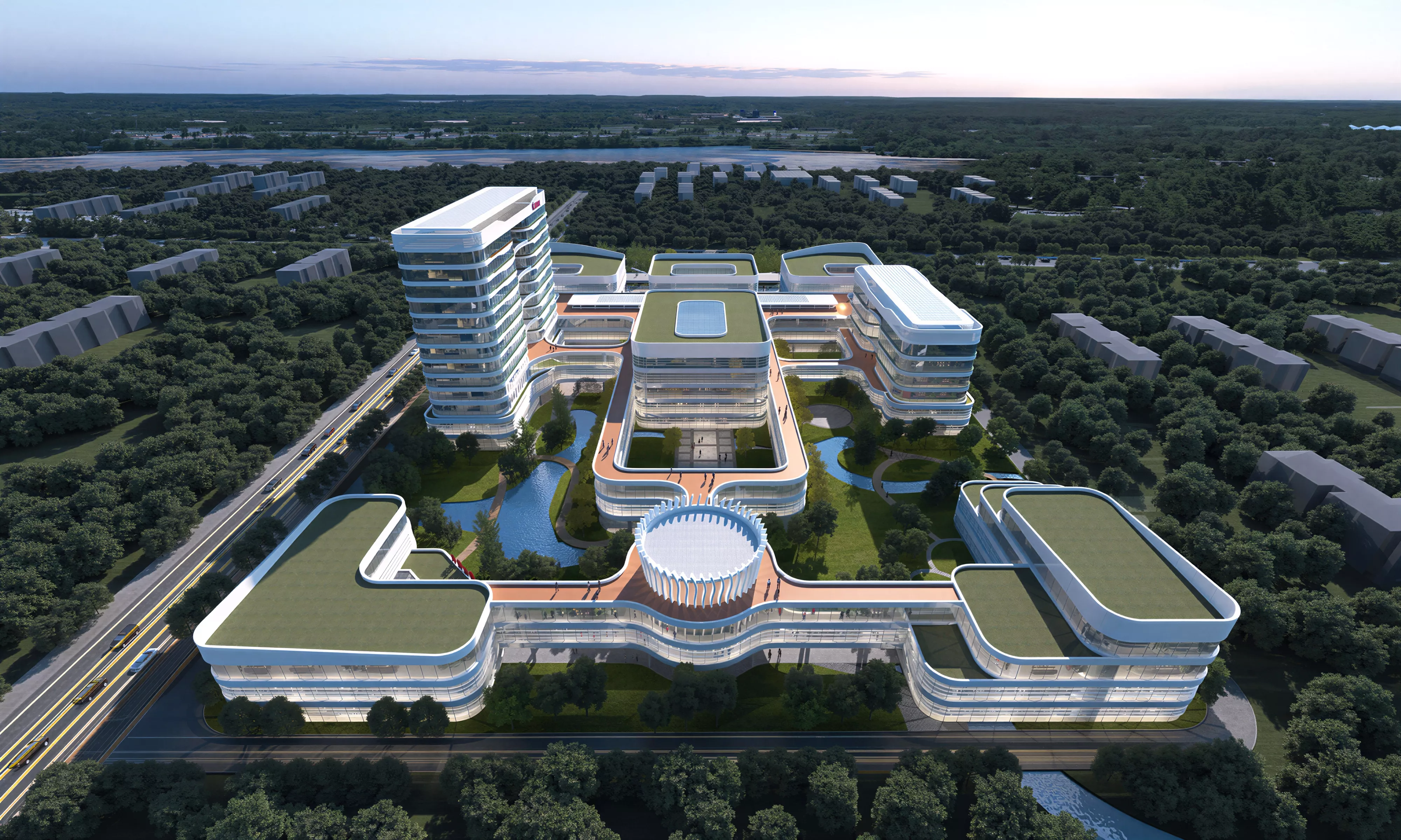 Modern Eco Green Roof Hospital Campus Masterplan 3D Model 3D model