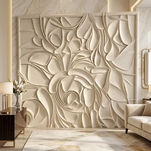 Modern Abstract Organic Floral Wall Mural Relief STL CNC