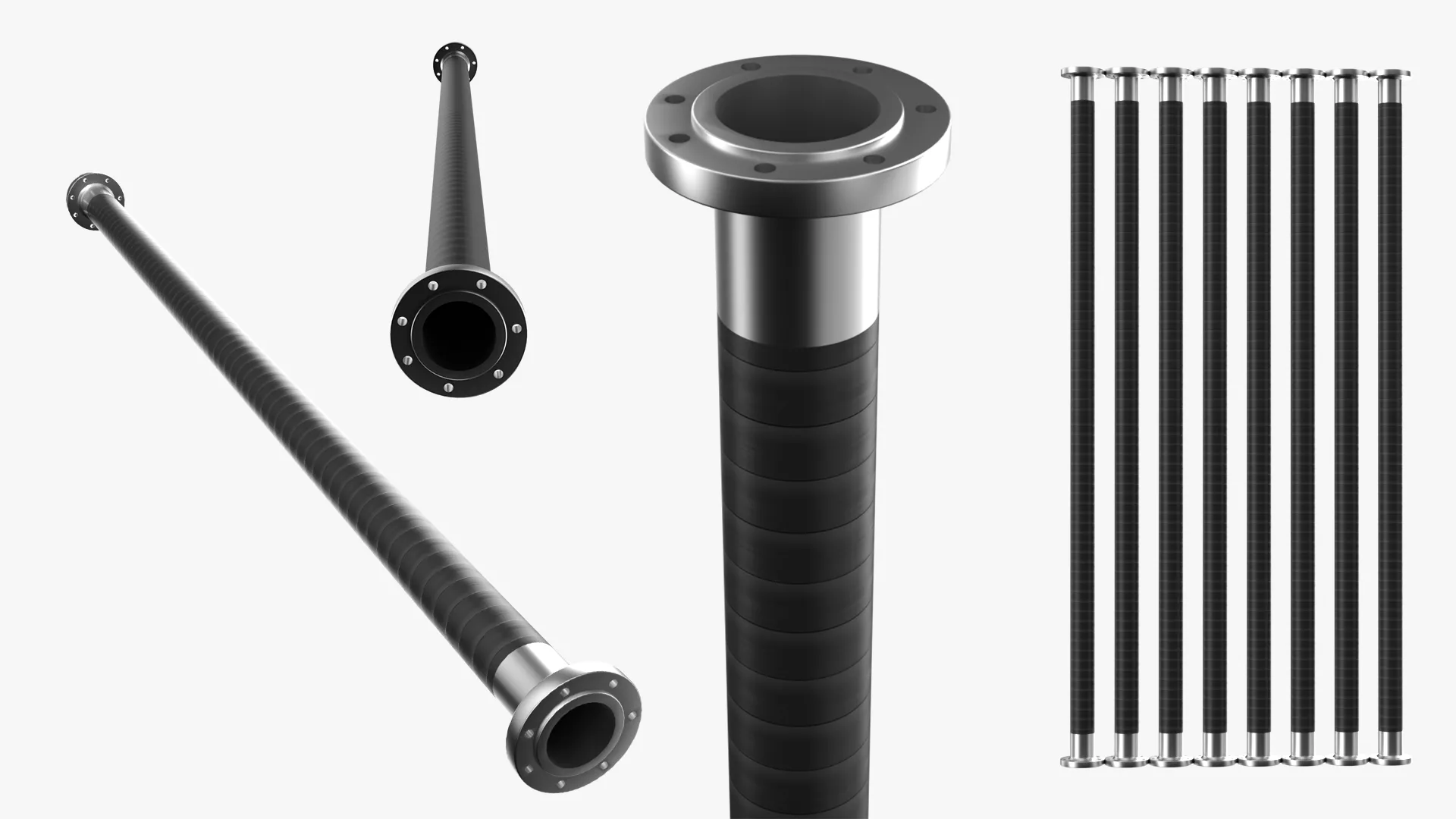 Industrial Flanged Pipe 3D model