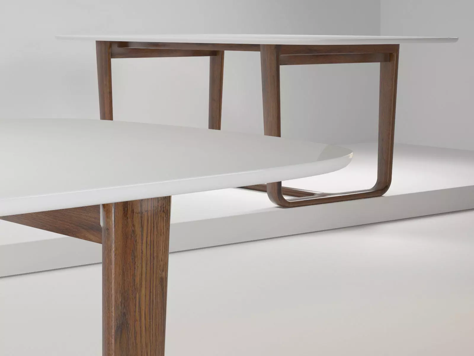 Medley dining table with wooden legs 3D model_6