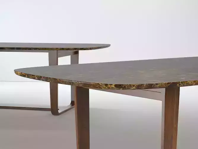 Medley dining table with wooden legs 3D model