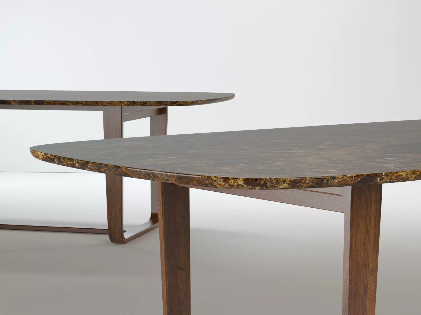 Medley dining table with wooden legs 3D model_0