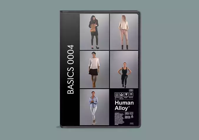 Set of 3D women standing still Basics004
