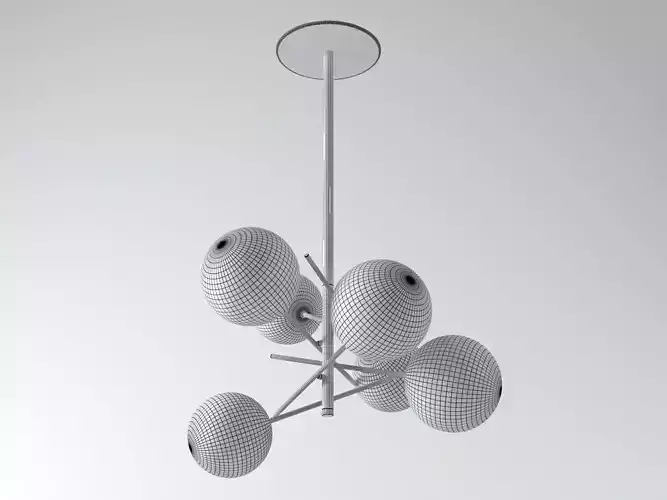 Bolle brass chandelier with glass bubbles hanging from it