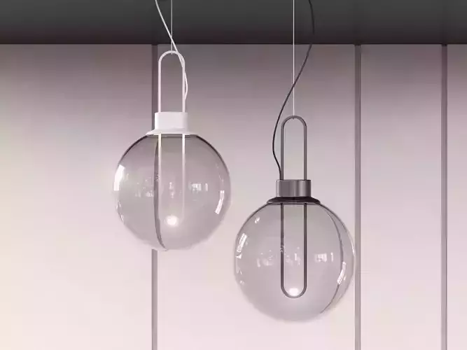 Orb three pendant lights hanging from ceiling 3D model