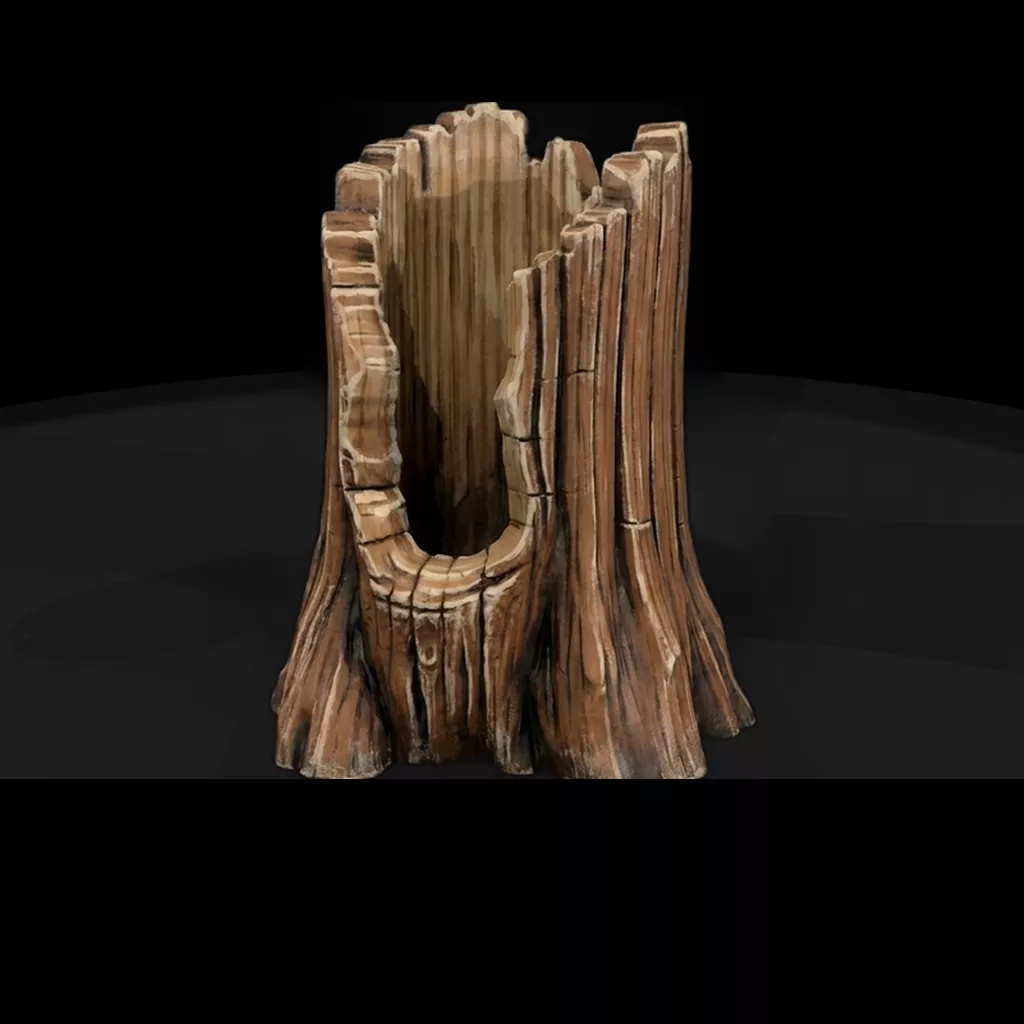Detailed Hollow Broken Tree Stump 3D print model