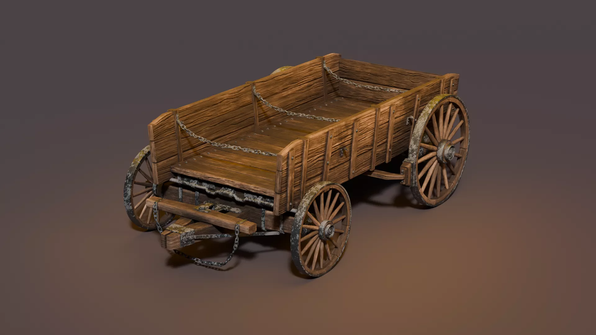 Old Wooden Cargo Wagon Low-poly 3D model