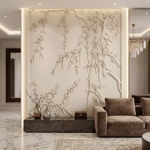 Japanese Cherry Blossom Branch Wall Panel Relief STL CNC