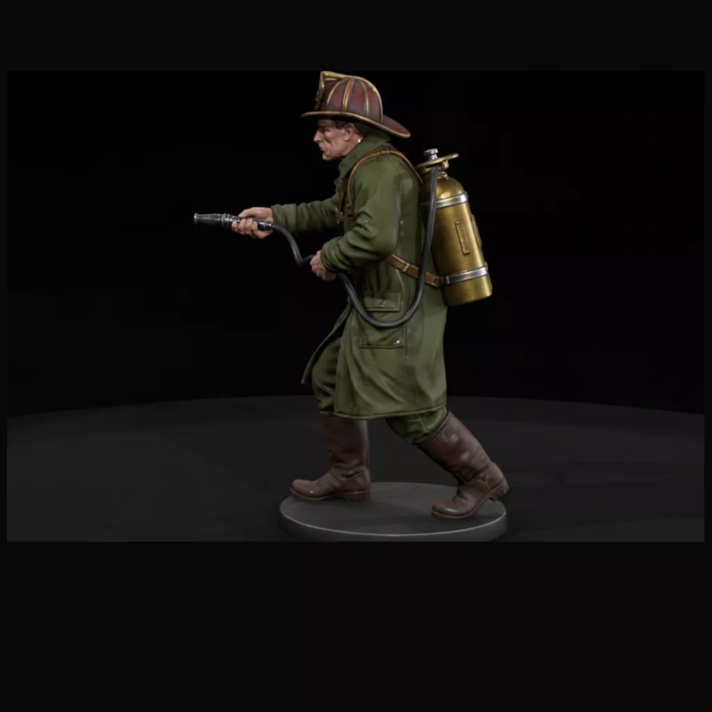 1920s Fireman with Chemical Extinguisher 3D print model