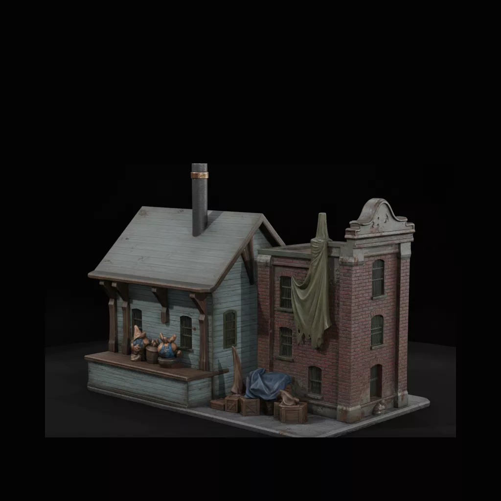 Vintage Two Story Industrial Building 3D print model