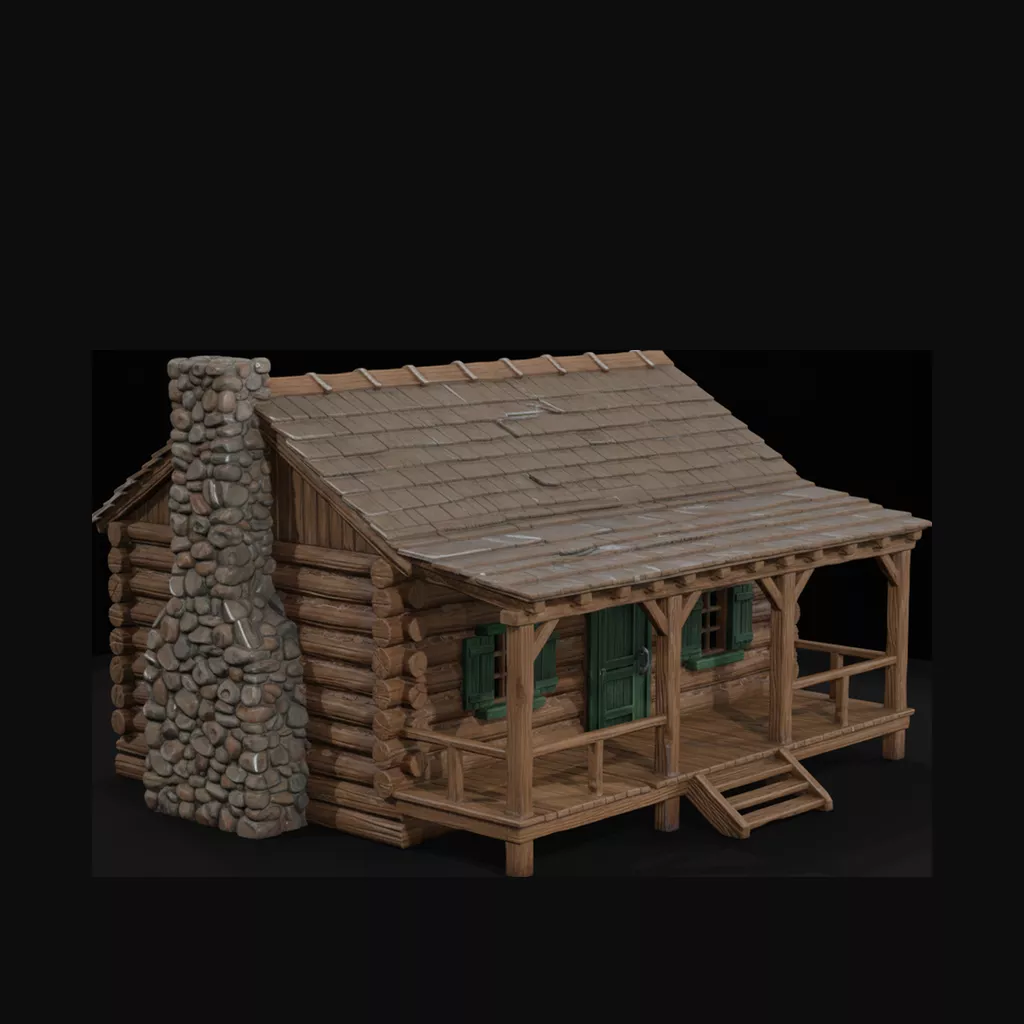Civil War Era Log Cabin Officers Headquarters 3D print model