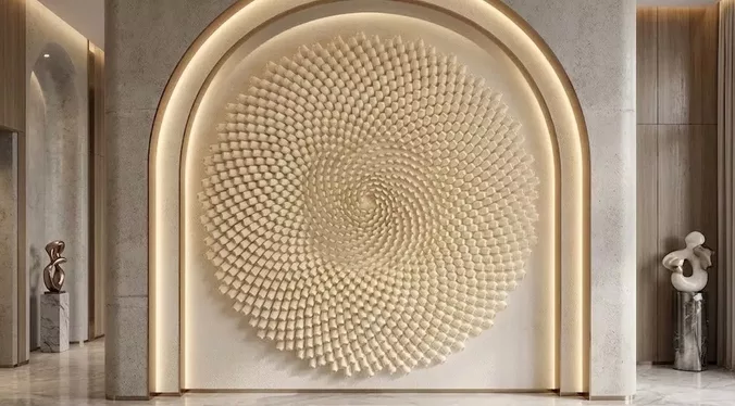 Parametric Circular Spiral Wall Panel Relief STL CNC