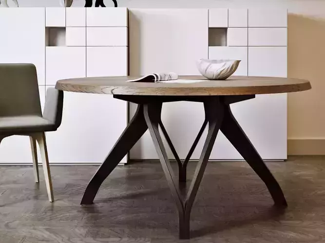 Wow round wooden table with metal legs