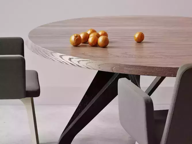Wow round wooden table with metal legs