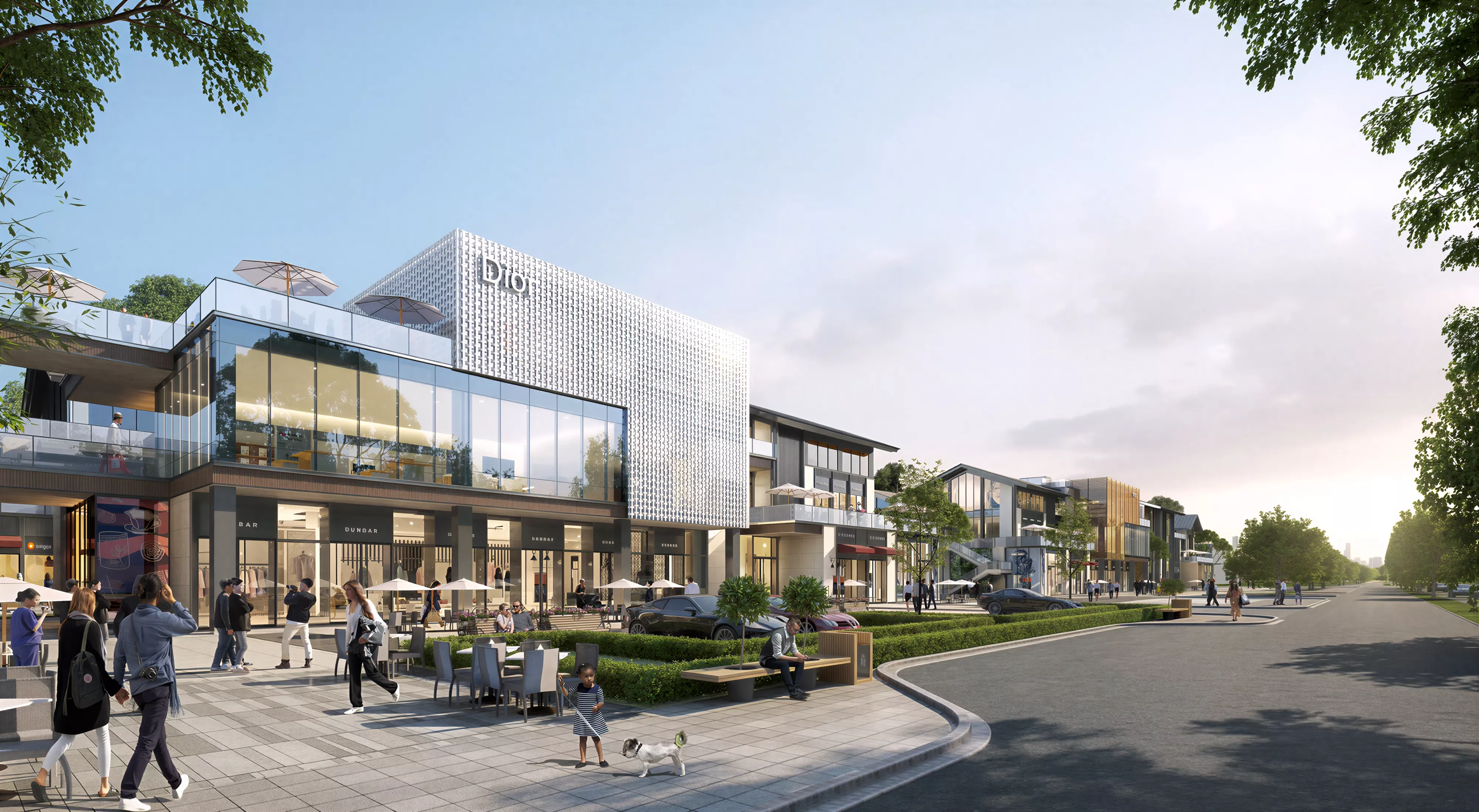 Modern Mixed Use Commercial Pedestrian Street 3D Model 3D model