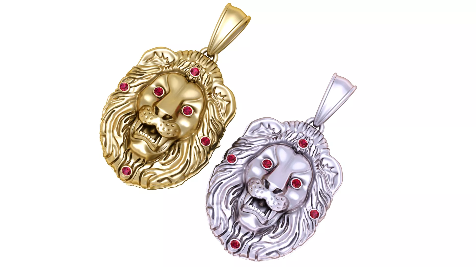 Ruby Lion Head Pendant Pair 3D print model