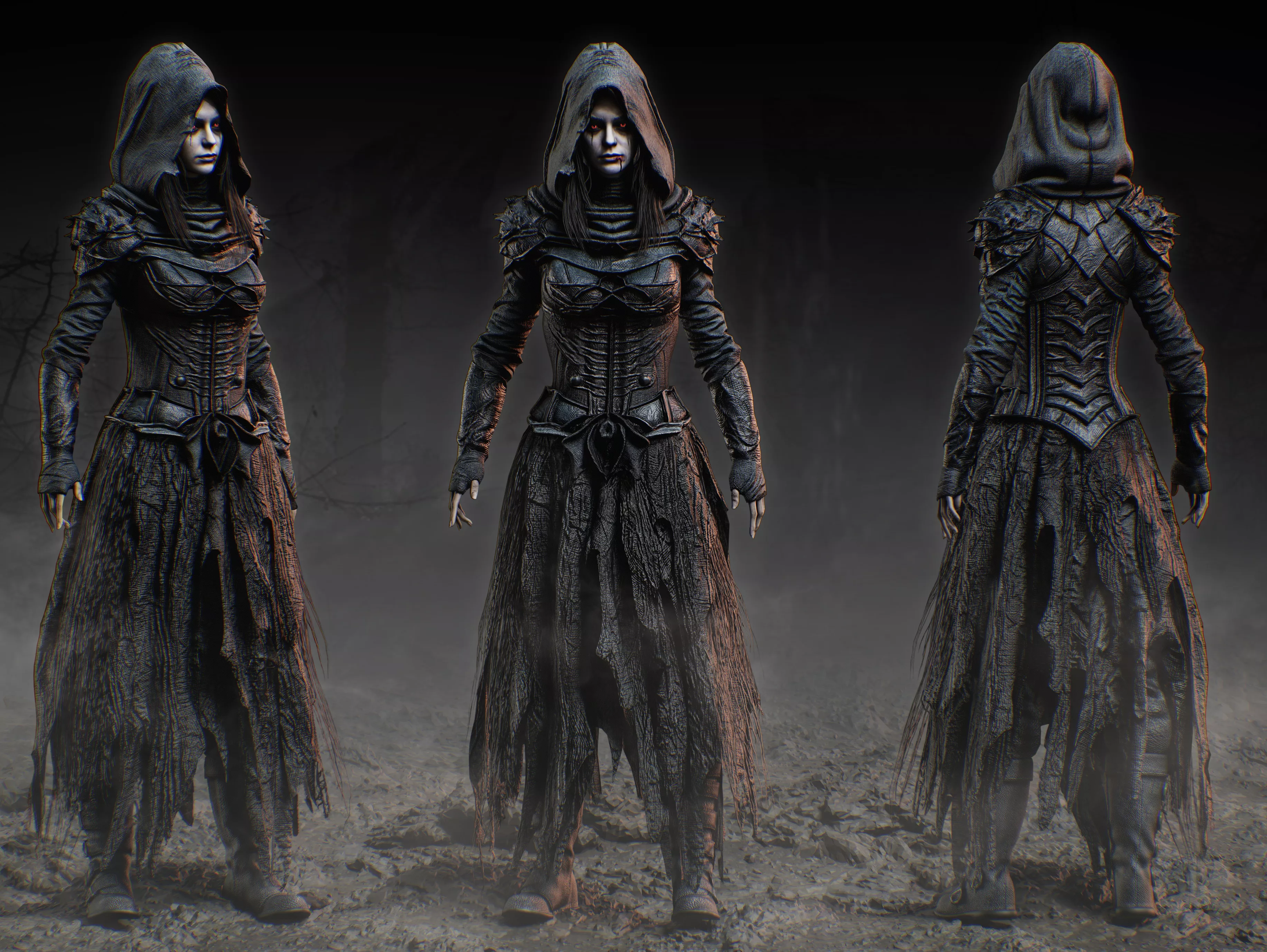 Vampire girl Low-poly 3D model