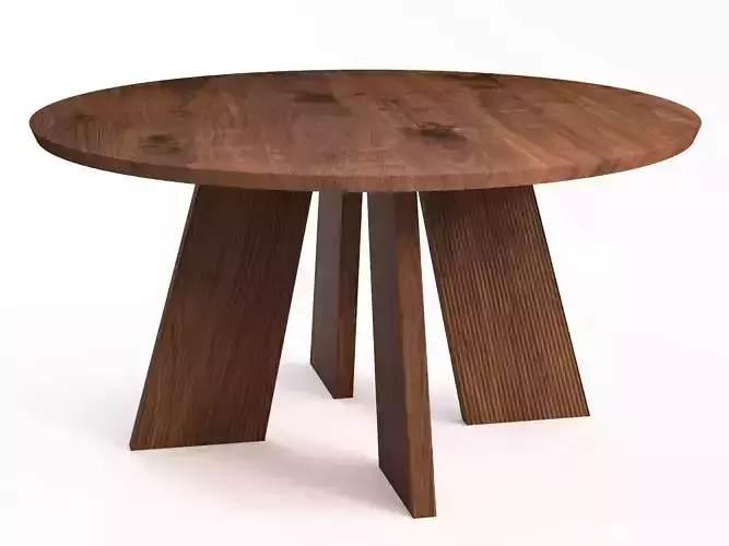 Hakama round walnut dining table
