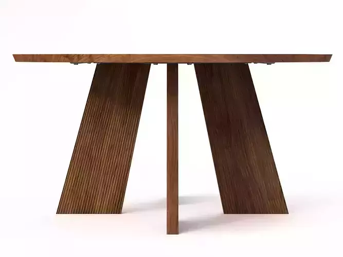 Hakama round walnut dining table