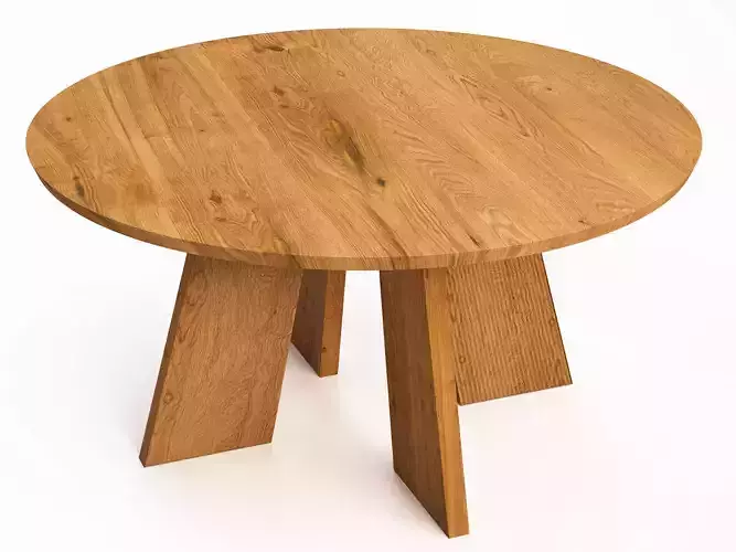Hakama round walnut dining table