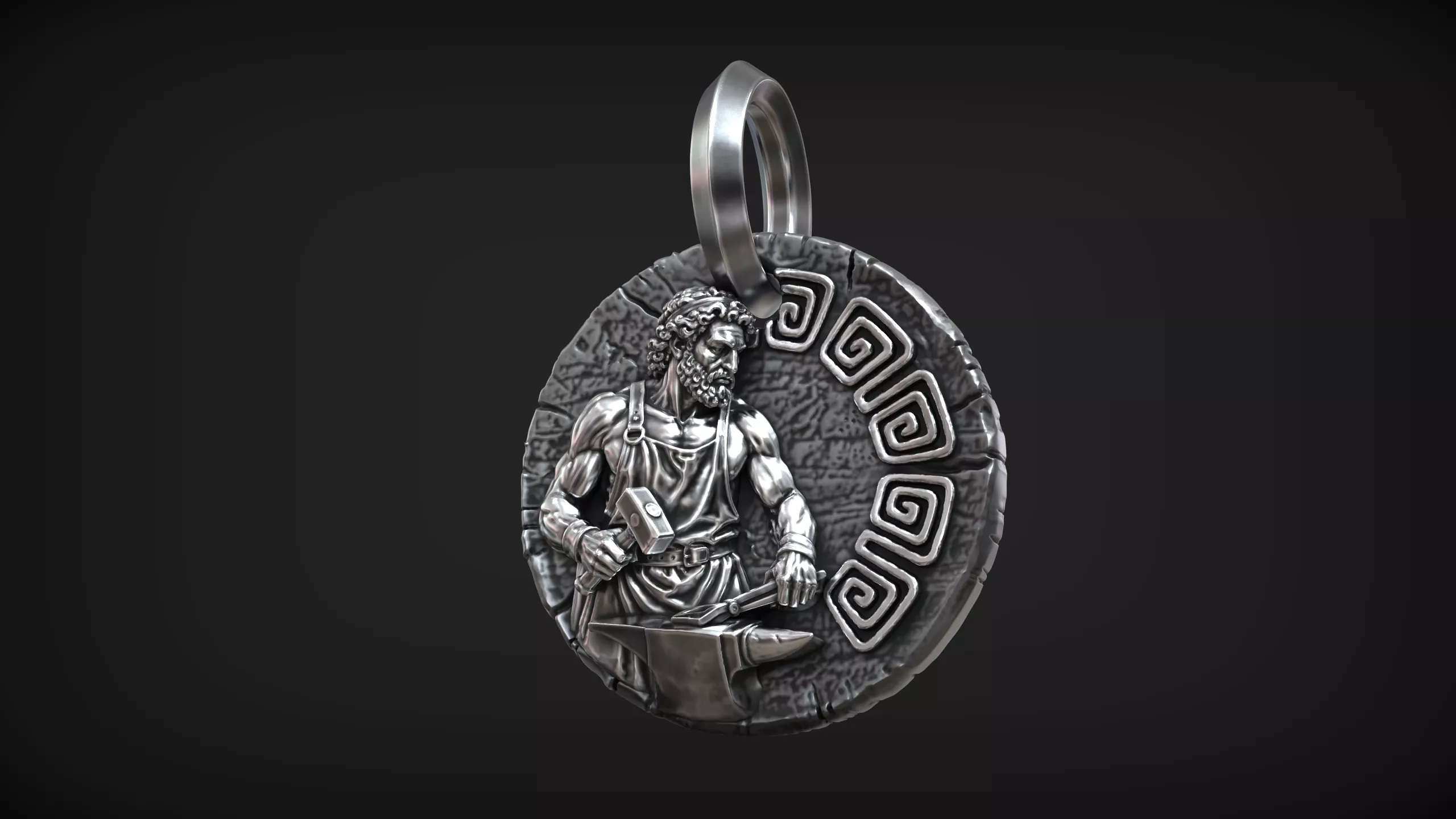 Hephaestus Greek Ancient Blacksmith God Medallion 3D print model
