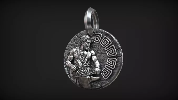 Hephaestus Greek Ancient Blacksmith God Medallion