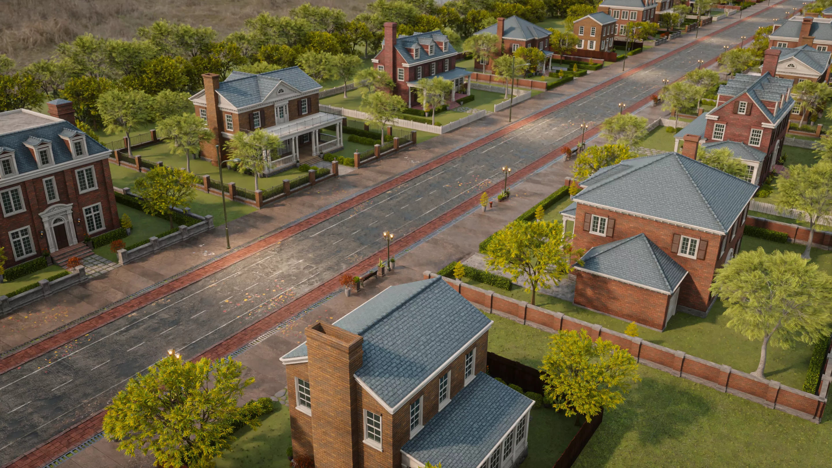 VICTORIAN VINTAGE HOUSE NEIGHBORHOOD SCENE WITH ALL THE ASSET Low-poly 3D model