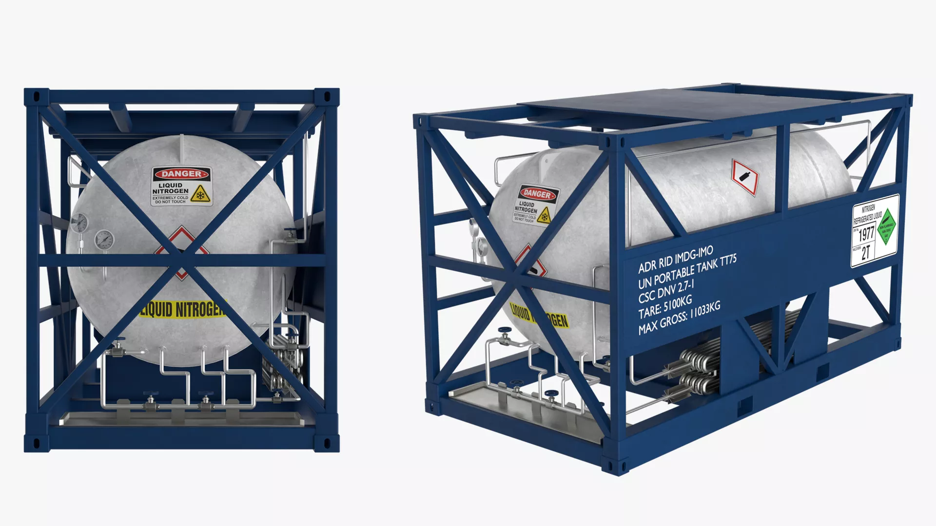 Cryogenic Liquid Nitrogen Tank Container 3D model