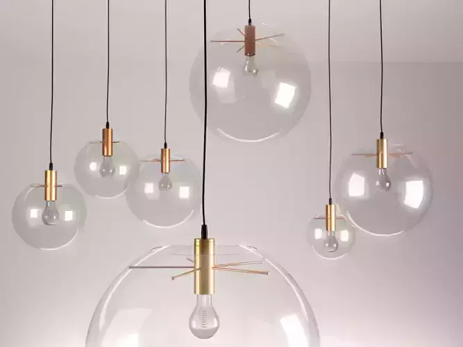 Selene three glass pendant lights 3D model