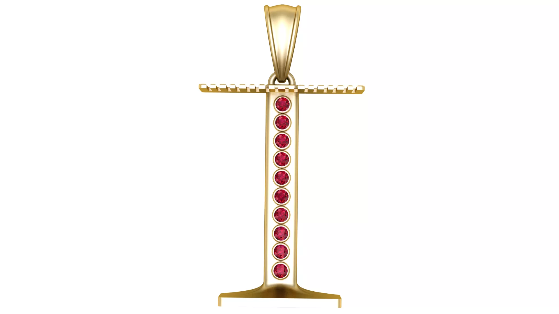 Ten-Ruby Sword Gold Pendant 3D print model