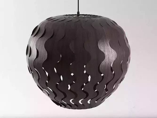 Belle pendant light made of wood 3D model