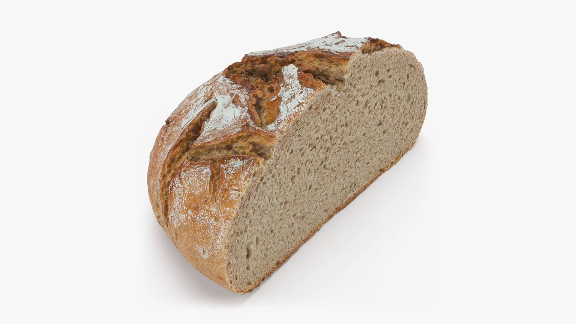 Rye Bread Half 01 Low-poly 3D model
