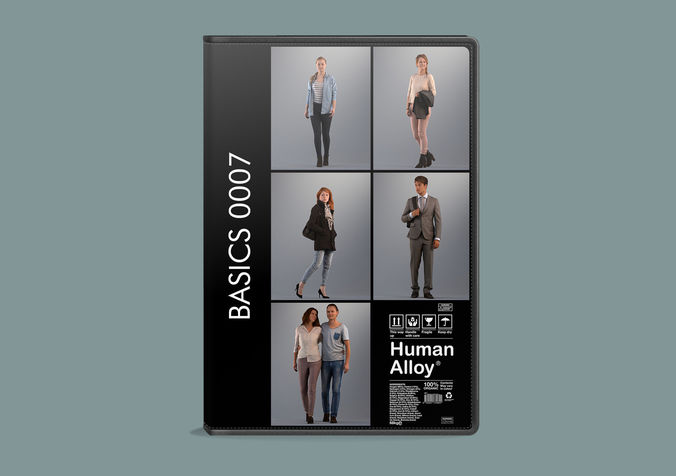 Set of 3D people standing Basics007 3D model