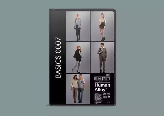 Set of 3D people standing Basics007