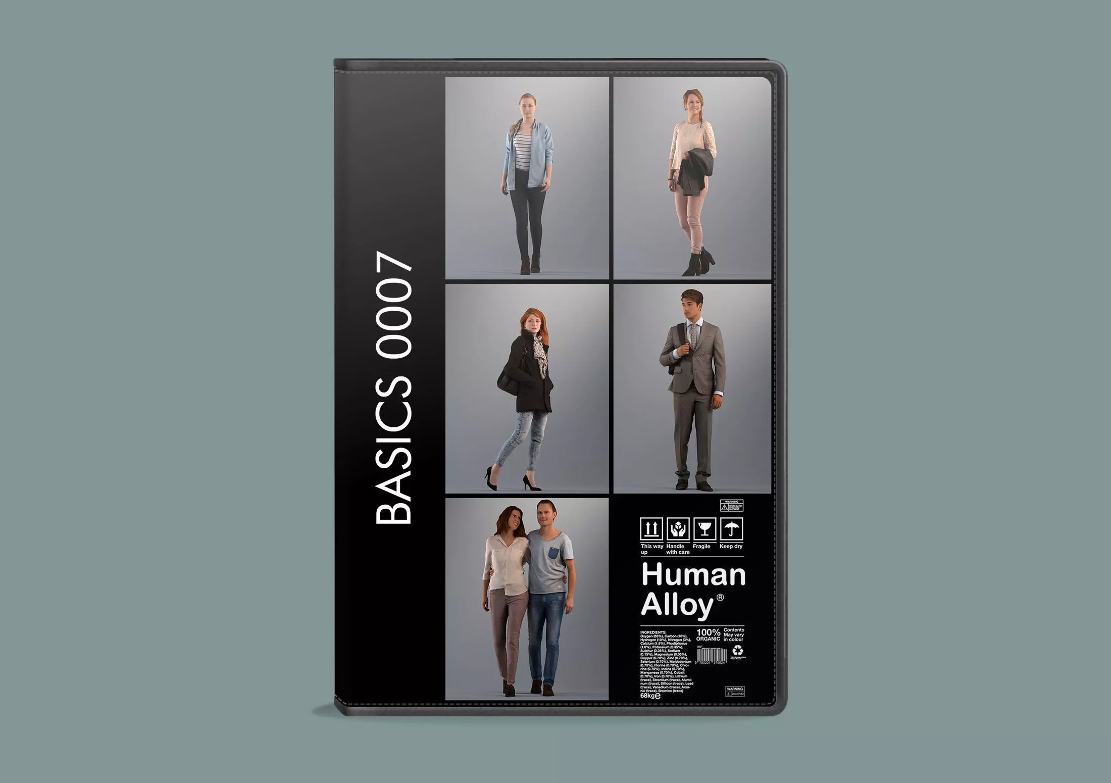 Set of 3D people standing Basics007 3D model_0