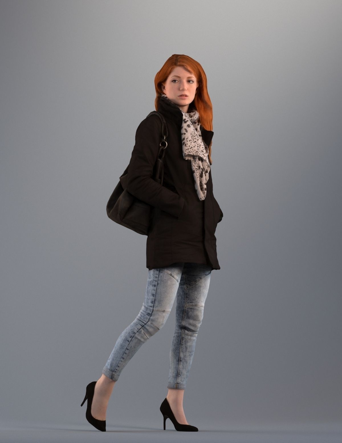 Set of 3D people standing Basics007 3D model_4