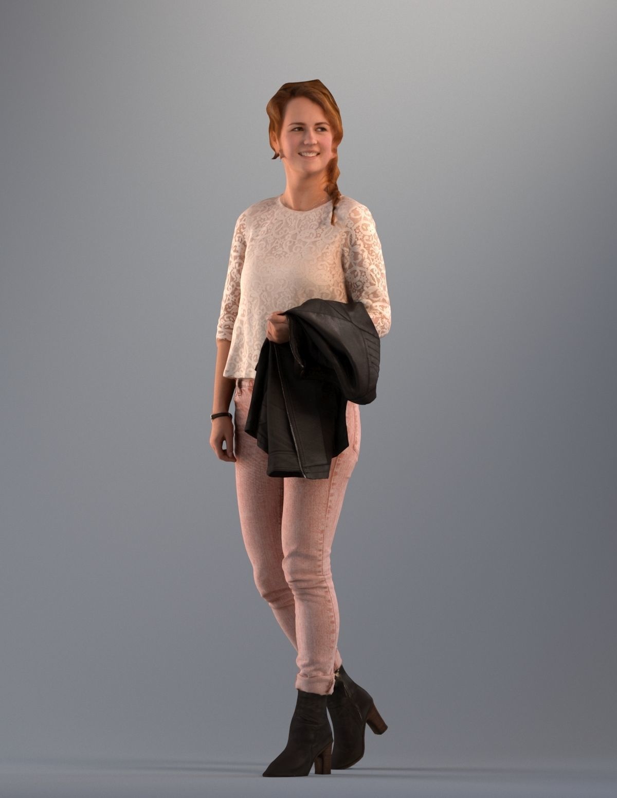 Set of 3D people standing Basics007 3D model_1