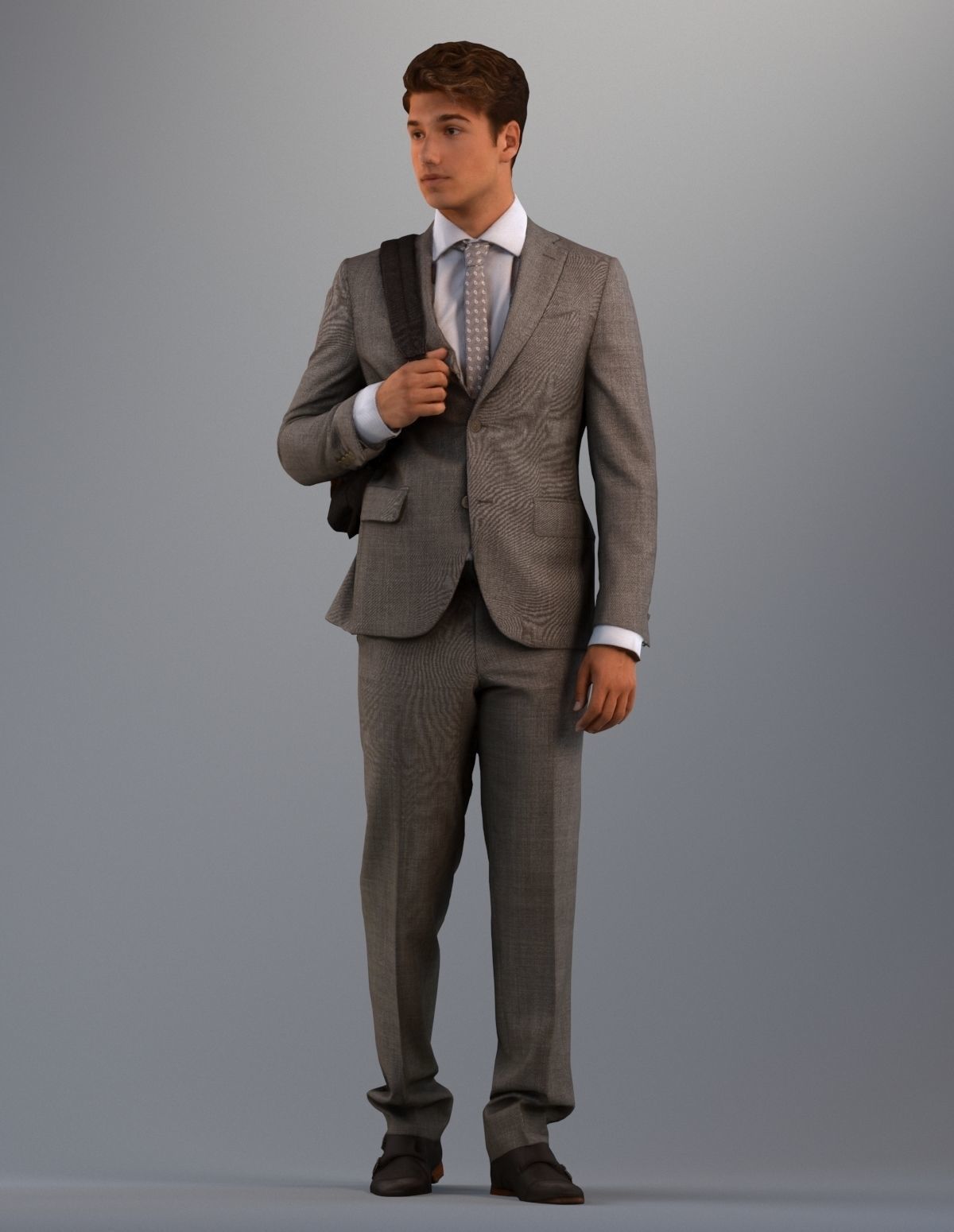 Set of 3D people standing Basics007 3D model_2