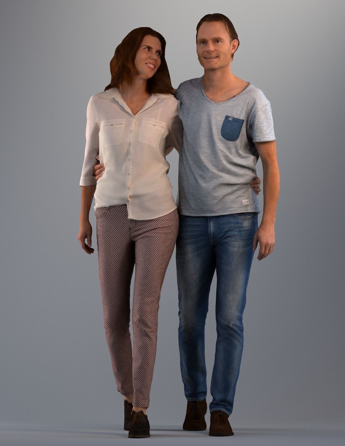 Set of 3D people standing Basics007 3D model_3
