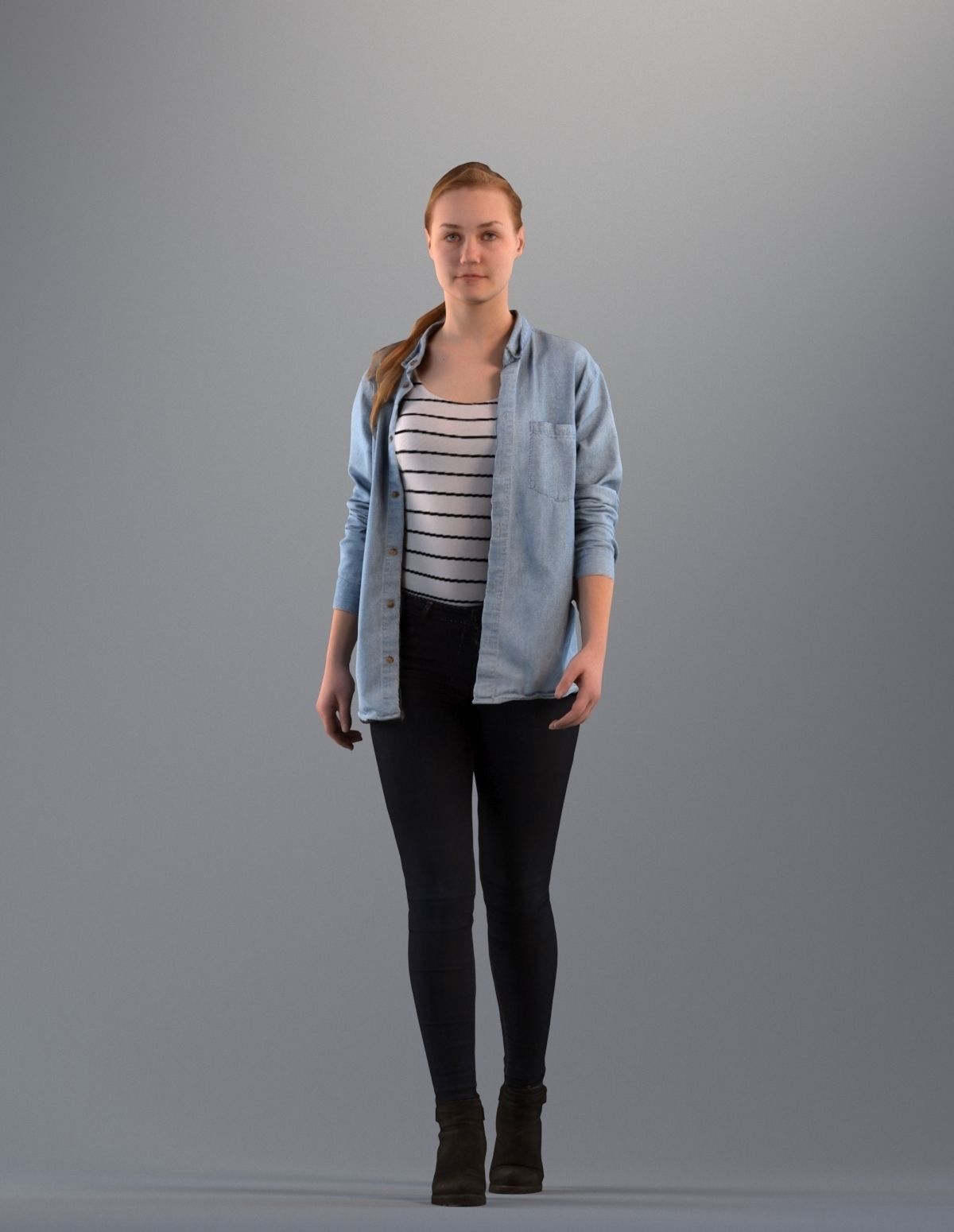 Set of 3D people standing Basics007 3D model_5