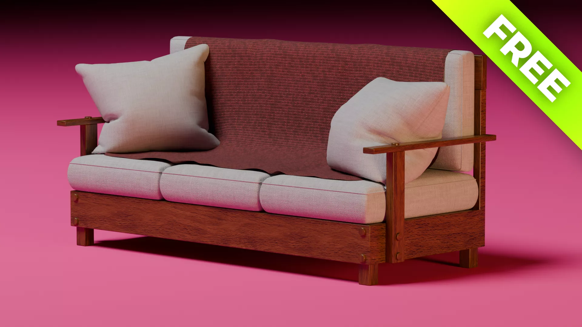 3 Seater Small Sofa Free low-poly 3D model
