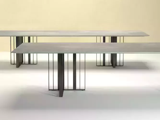 Shade modern dining table with metal legs
