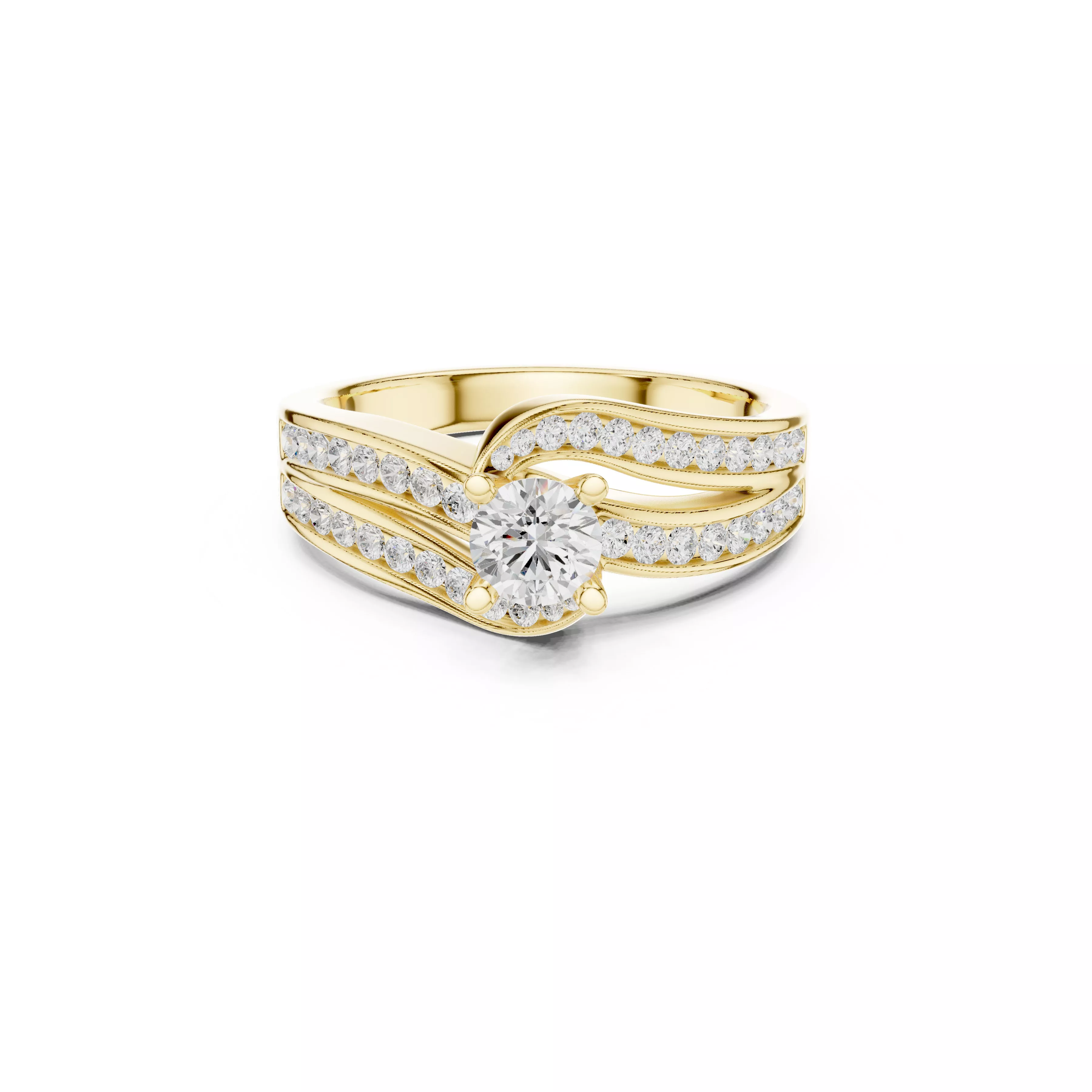 Delicate Custom Jewelry Diamond Ring Gold Band STL 3DM 0292 3D print model